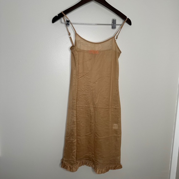 Antoine & Lili Other - Antoine & Lili Women's APACHE Slip Dress Sheer Ruffle Hem Tan Size 2